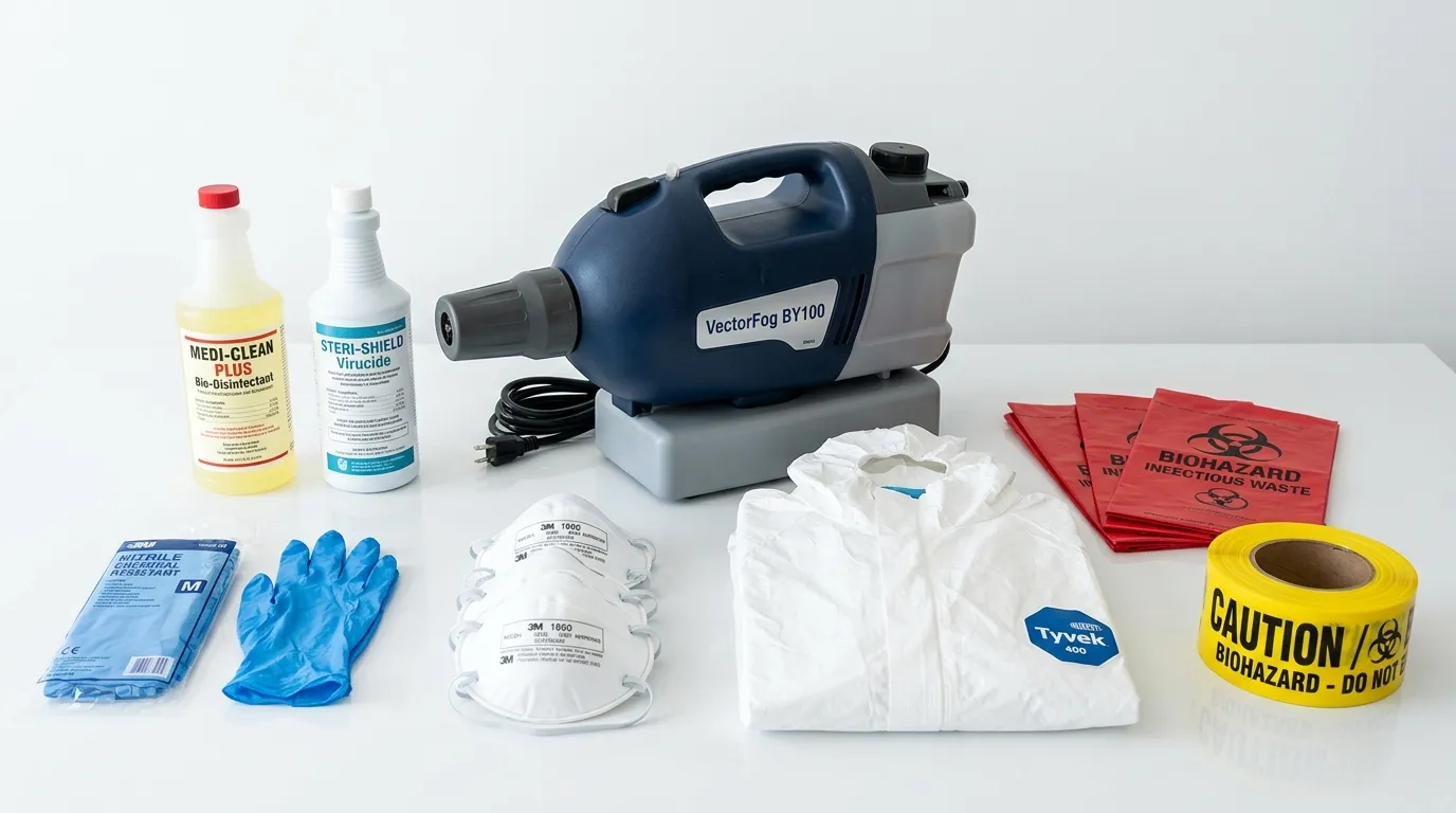 Professional biohazard remediation crew working in Crofton