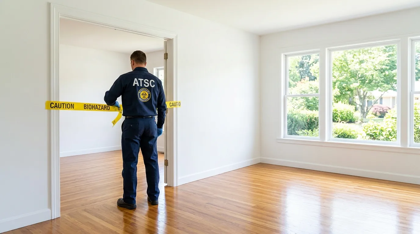 Certified biohazard cleanup crew performing Trauma Scene Cleanup in Crofton